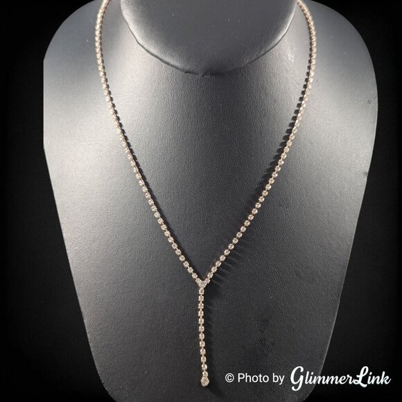 Lovisa Dainty Clear Crystal Lariat Y-Drop Rose Gold Tone Necklace - Picture 1 of 12